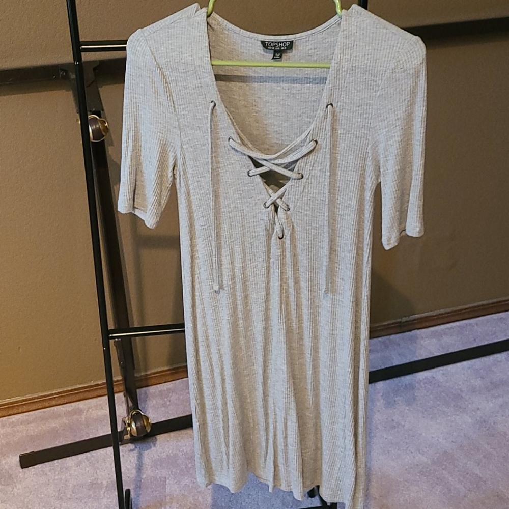 Topshop grey ribbed dress
